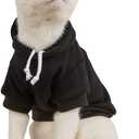 QWINEE Basic Dog Hoodie Sweatshirt Puppy Sweater Warm Cat Costumes Pet Clothes for Chihuahua Puppy Kitten Dogs, Black, Medium