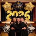 3 x 2026 Congrats Grad balloons Grad Ballons Gold Number 2026 Balloon Graduation Foil Balloon for Class of 2026 Graduatio Party Decorations