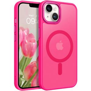 BENTOBEN Magnetic for iPhone 14 Plus Case, [Compatible with MagSafe] Translucent Matte Frosted Slim Lightweight Shockproof Women Men Girl Protective Cover Case for iPhone 14 Plus 6.7", Hot Pink