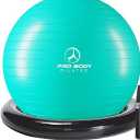 ProBody Pilates Yoga Ball Chair, Exercise Ball Chair with Base or Stand for Home Office Desk Sitting or Workout, 65cm Antiburst Balance & Stability Ball Seat, Large Gym Ball for Back, Abs