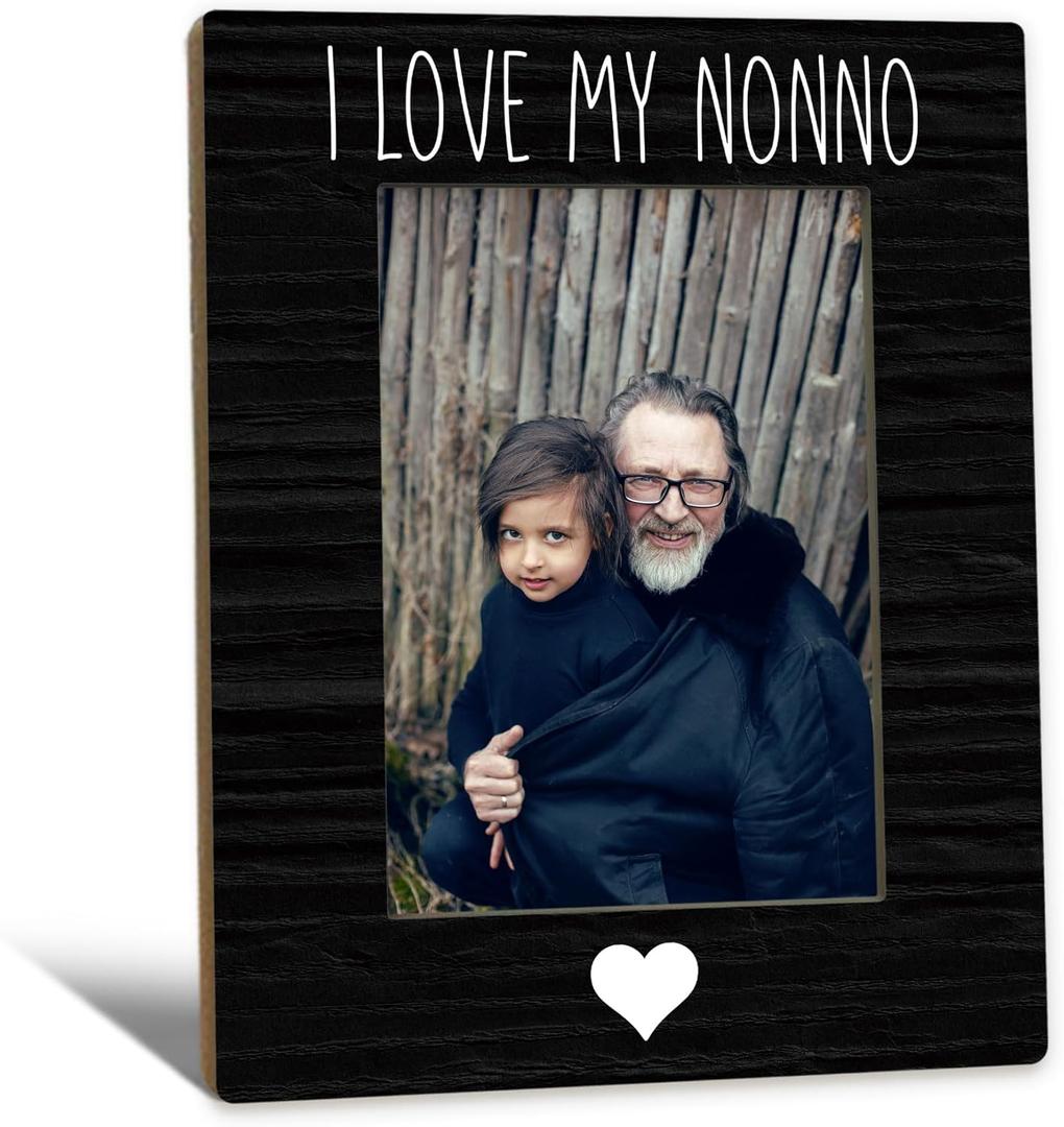 Nonno Gifts Picture Frame 5x7, NonnoGrandpa Photo Frame, Christmas Fathers Day Birthday Gifts for Nonnos from Grandkids, I Love My Nonno Wooden Picture Photo Frames for Desk Home Room Decor