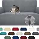 ZNSAYOTX Super Stretch Couch Cover Love Seat Sofa Covers for Living Room Dogs Pet Friendly Furniture Protector Spandex Loveseat Slipcovers with Anti Slip Foam Sticks (Light Grey, Loveseat) (Medium (57"-70"))