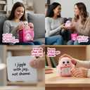 Girl Power Positive Crochet Potato, 1 Handmade Pink Emotional Support Crochet, 50 Affirmation Cards, Valentines Day Gifts, Thoughtful Gifts For Women, Birthday Gifts For Women, Coworker Gifts, Friends