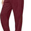 Women's High Waist Baggy Sweatpants Lounge Drawstring Workout Pants with Pockets Sweats for Women Running Joggers Wine Red