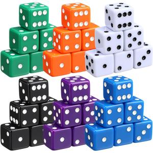 36 Piece 19mm Casino Theme Party Dice Sets Acrylic Large D6 Opaque Dice Bulk for Board Games Birthday Theme Party Supply (Fashion Color)