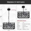 Modern Crystal Chandelier, 6-Light Black Chandeliers for Dining Room with Adjustable Chain, 51 Inch Ceiling Light Fixture for Bedroom, Foyer (Bulbs Not Included)