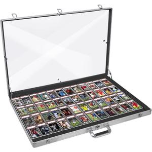 Aluminum Glass Display Case for Cards, XL Large Table Top Display Case with Lock, Portable Trade Show Display Case for Jewelry MTG Cards Collectible Cards (1pcs)