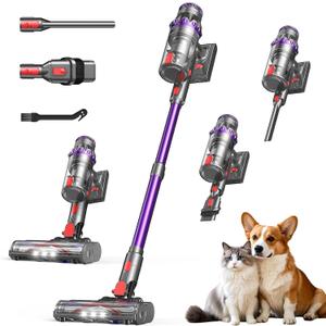 FEPPO Cordless Vacuum Cleaner, Upgraded 70Mins Powerful Vacuum Cleaners for Home with Self-Standing, Touch Screen, Anti-Tangle Stick Vacuum Cordless, Wireless Vacuum for Hardwood Floor/Carpet/Pet Hair