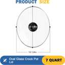 Oval Glass Crock Pot Lid 7 Quart Replacement for Oval lid Crock Pot Slow Cooker SCV700SS and for Hamilton Beach Slow Cooker Lids Replacement 7 Quart 33474G.