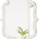 Rustic Scalloped Oval Mirrors for Bathroom 18 X 24 Inch, Hanging Distressed White Wooden Framed Vintage Mirrors for Wall Decor Living Room, Farmhouse Wavy Entryway Wall Mirror Decorative (Style1)