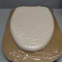 Mayfair Padded Toilet Seat, Cushioned Soft Vinyl over Wood Core Seat, Secure Hinges, Easy Clean, Made in USA, Elongated, Bone
