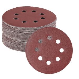 5 Inch 8Hole Hook and Loop Sanding Discs Sandpaper Red Round 220 Grits Sandpaper for Random Orbital Sander (220 Grit 52Pack)