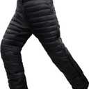 Men's Winter Ultra Warm Utility Down Pants Insulated Outdoor Windproof Compression Snow Pants High Waisted (Medium, Black)