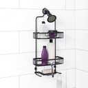 Aluminium Shower Shelf - Bathroom Organiser - Metal Basket - Shower Shelf for Hanging - Bathroom Storage - 28 x 12 x 56 cm, Black