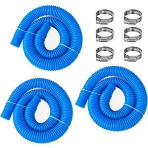 1-1/2-Inch Pool Hoses for Above Ground Pools with Clamps - 1.5" Diameterd Replacement Pool Pump Hose Compatible with Intex Coleman Skimmer Surface Pool Pump (Blue -3 Pack)