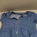 GRAPENT Denim Dress for Women Babydoll Tiered Short Sleeve Button Down Jean Shirt Dresses (X-Large, Medium Blue)