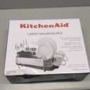 KitchenAid Compact, Space Saving Rust Resistant Dish Rack, with Angled Self Draining Drain Board and Removable Flatware Caddy, 16.06-Inch, Gray