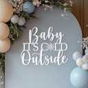 Baby It's Cold Outside Sign for Backdrop,Wooden Baby Shower Sign for Winter Wall Decoration for Gender Reveal Birthday Christmas Party Decorations Supplies(17inch*11.7inch)