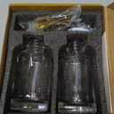 Molimoli Syrup Dispenser for Coffee Bars, Glass Syrup Bottle w. Pump, 16.9 oz 500 ml, Set of 2, Gold Upgraded Dispenser