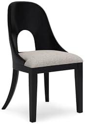 Signature Design by Ashley Rowanbeck Modern Herringbone Upholstered Armless Home Office Desk Chair, Black & Beige