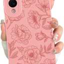 for Samsung Galaxy S25 Edge case Silicone Pink Floral Rose Cute Pattern CaseCamera Protection Soft Slim Phone Case for Girls Women - Pink