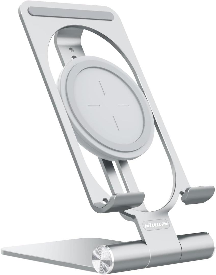 Nillkin Fast Wireless Charger - Metal Foldable and Adjustable Wireless Charging Stand for iPhone 16 15 14 13 12, Samsung Galaxy S25 S24 S23 S22 S21 Ultra/Plus and Android Phones, Mystic Silver Nillkin Fast Wireless Charger - Metal Foldable and Adjustable Wireless Charging Stand for iPhone 16 15 14 13 12, Samsung Galaxy S25 S24 S23 S22 S21 Ultra/Plus and Android Phones, Mystic Silver