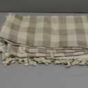 Checkered Tablecloth Rectangle Cotton Linen Gingham Table Cloth with Tassel Washable Wrinkle Free Heavy Duty Buffalo Plaid Table Cover for Dining/Party/Picnic (Beige, 55" x 70" (Rectangular))