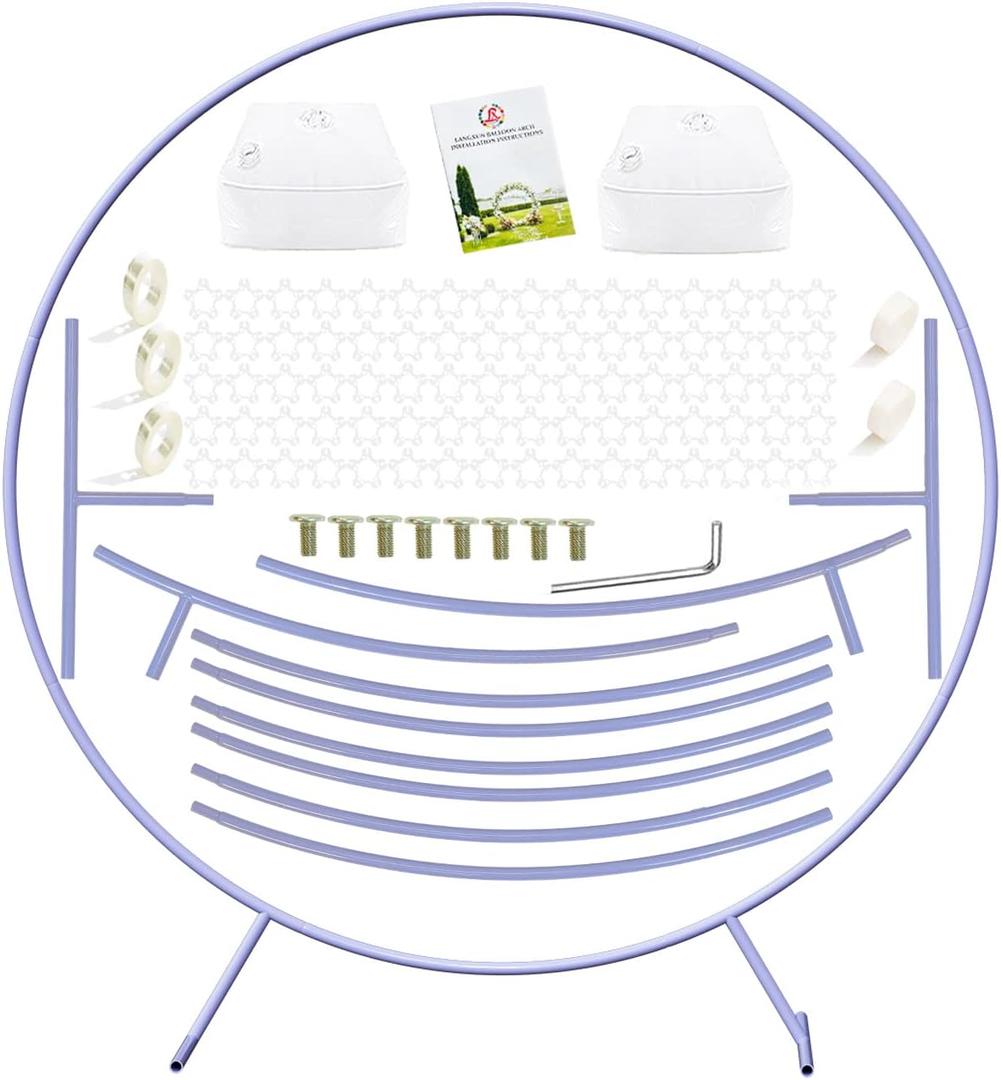 LANGXUN Large Size 6ft Gold Metal Round Balloon Arch kit Decoration, for Wedding Birthday Party Decoration, Graduation Decorations and Baby Shower Photo Background (6ft-Pruple) (6ft-pruple)