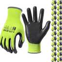 MANUSAGE Nitrile Work Gloves, 3D Comfort Stretch Fit, Powerful Grip, Touchscreen, Durable Foam Coated, Flexible, Lightweight, Machine Washable, Size-L Yellow 24 Pairs
