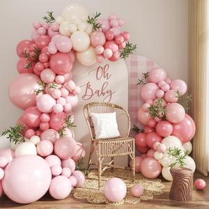 Dusty Pink Balloon Arch Kit 124 Pcs Pink and White Balloon Arch Garland Kit Include Macaron Light Pink Sand White Balloons for Baby Shower Bridal Shower Wedding Birthday Party Decorations, Dusty Pink