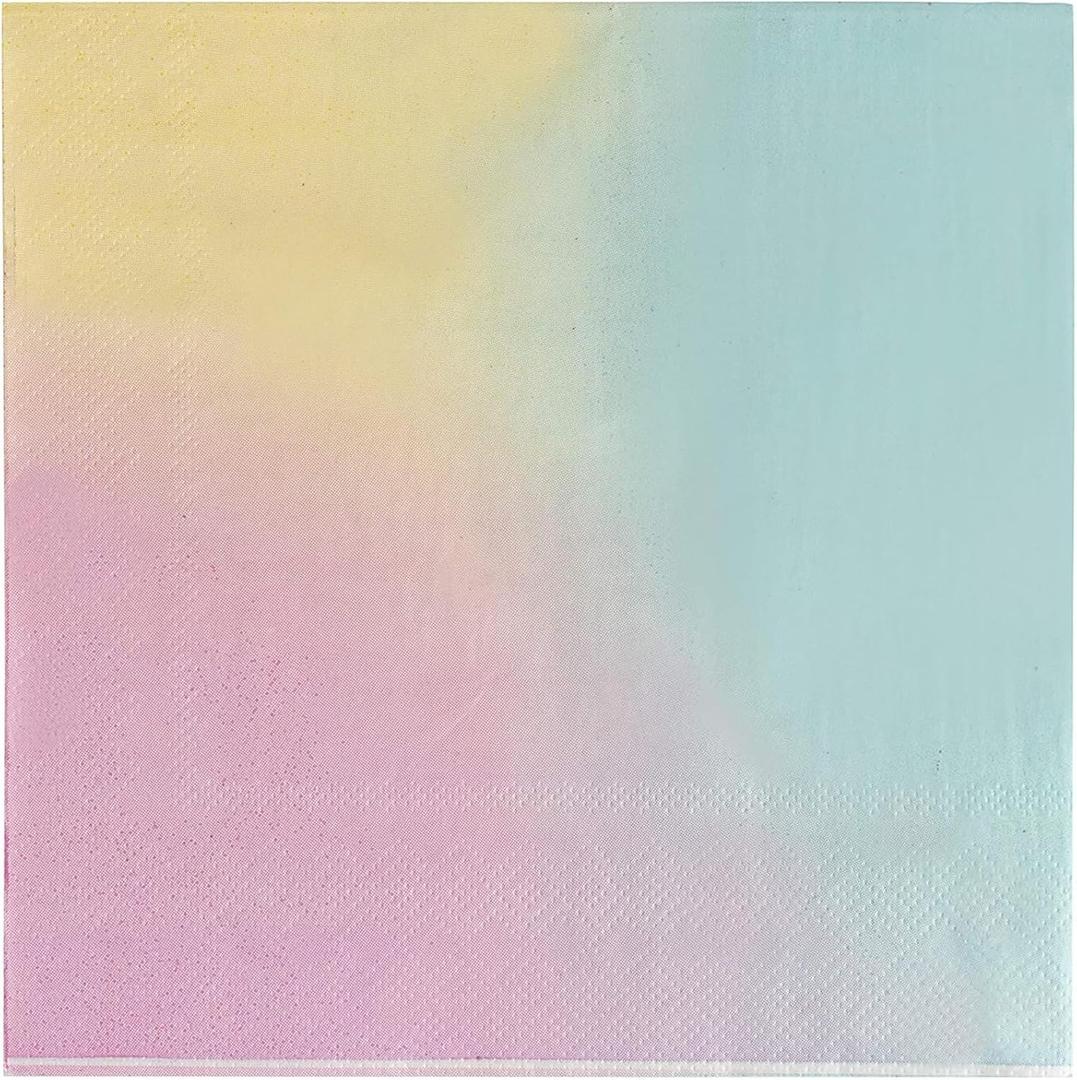 BLUE PANDA Paper Napkins for Rainbow Birthday Party (6.5 x 6.5 Inches, 150 Pack) - Rainbow Napkins - Rainbow Pastel Napkins - Multicolor Napkins for Party - Rainbow Party Napkins