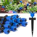 HIRALIY 12PCS Quick-Connect Drip Irrigation Emitters for Drip Irrigation Kit Series 1/4 inch Tubing, Pressure Compensated Adjustable Water Flow Dripper, with Stake, Maintain Constant Flow