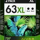 63XL Black Ink Cartridge Replacement for HP Ink 63 for HP 63XL Works with HP OfficeJet 3830 4650 5255 5258 4655 4652 3833 Envy 4520 4512 DeskJet 1112 3630 Printer (2 Black)