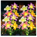 Solar Garden Lights 4 Pack LEDs Solar Lilies Flower Lights, Yard Patio Pathway Decoration High Flexibility Copper Wire Handmade Silk Artificial Flowers Never Wither, Gift for Family Friends