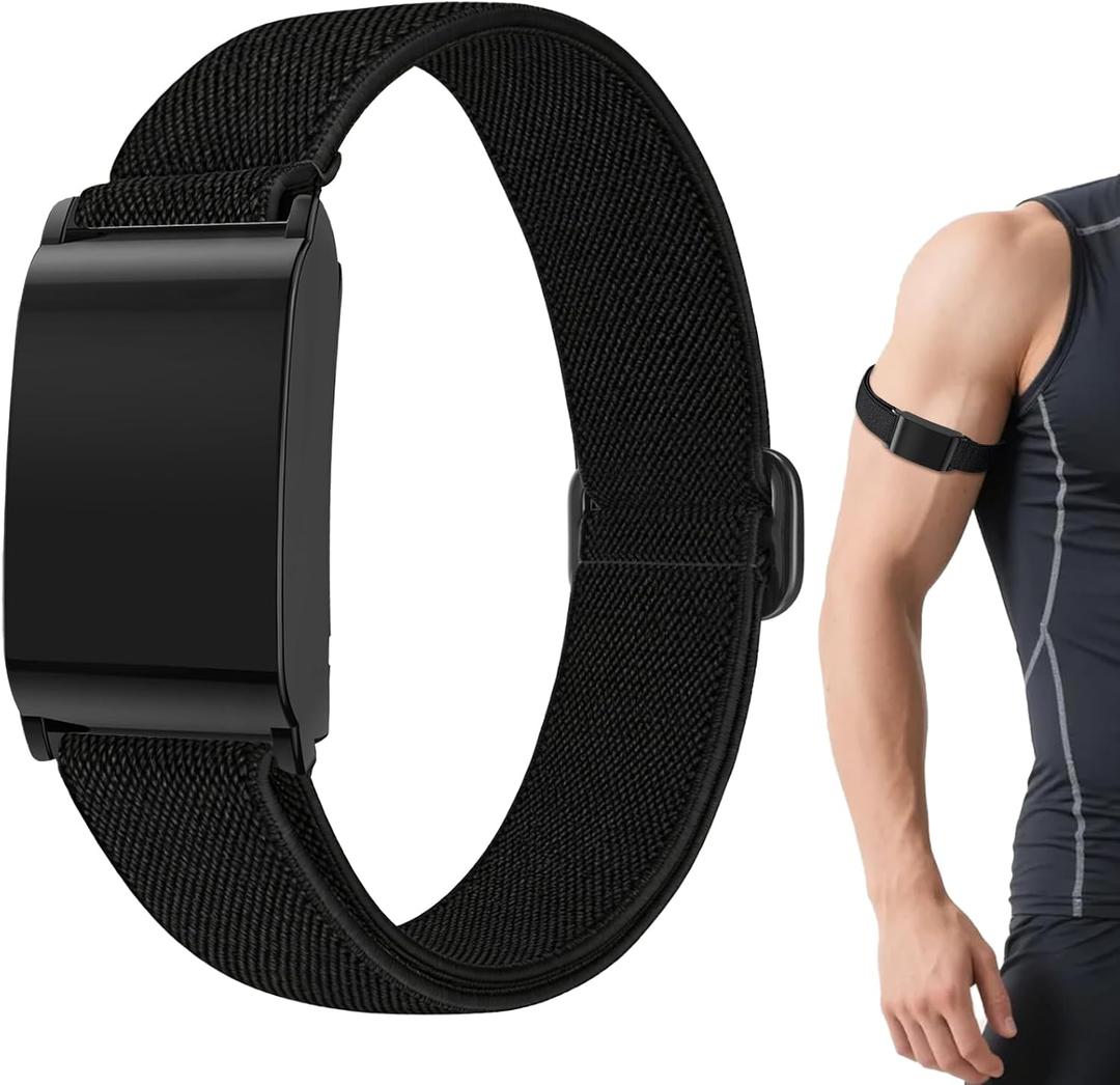 Yeahxing Bicep and Ankle Band Compatible with Whoop 5.0, Elastic Nylon Replacement Strap with Case for Men Women, Breathable Adjustable Fitness Band for Whoop 5.0 One Peak (Not for MG/LIFE) (Black)