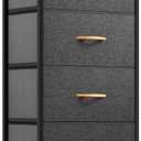 YITAHOME Dresser with 4 Drawers - Fabric Storage Tower, Organizer Unit for Bedroom, Living Room, Hallway, Closets - Sturdy Steel Frame, Wooden Top & Easy Pull Fabric Bins (Dark Grey)