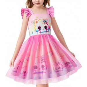 LQSZ Tutu Dress for Little Flower Girl Toddler, Girls Summer Dress Ruffle Sleeve for Princess Birthday Wedding Dance Party 2-12Y
