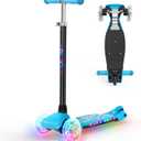 TONBUX Kids Scooter for Ages 3-8: 3-Wheel Kick Scooter with LED Light-Up Wheels & Deck, 7 Lighting Modes, 4 Adjustable Heights, Metal-Reinforced Deck, Lean-to-Steer Balance Training Toddler Scooter