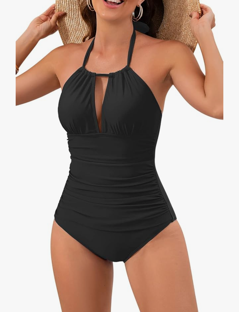 B2prity Women's Slimming One Piece Swimsuits Tummy Control Bathing Suit Halter Swimwear for Big Busted Curvy Woman, XL