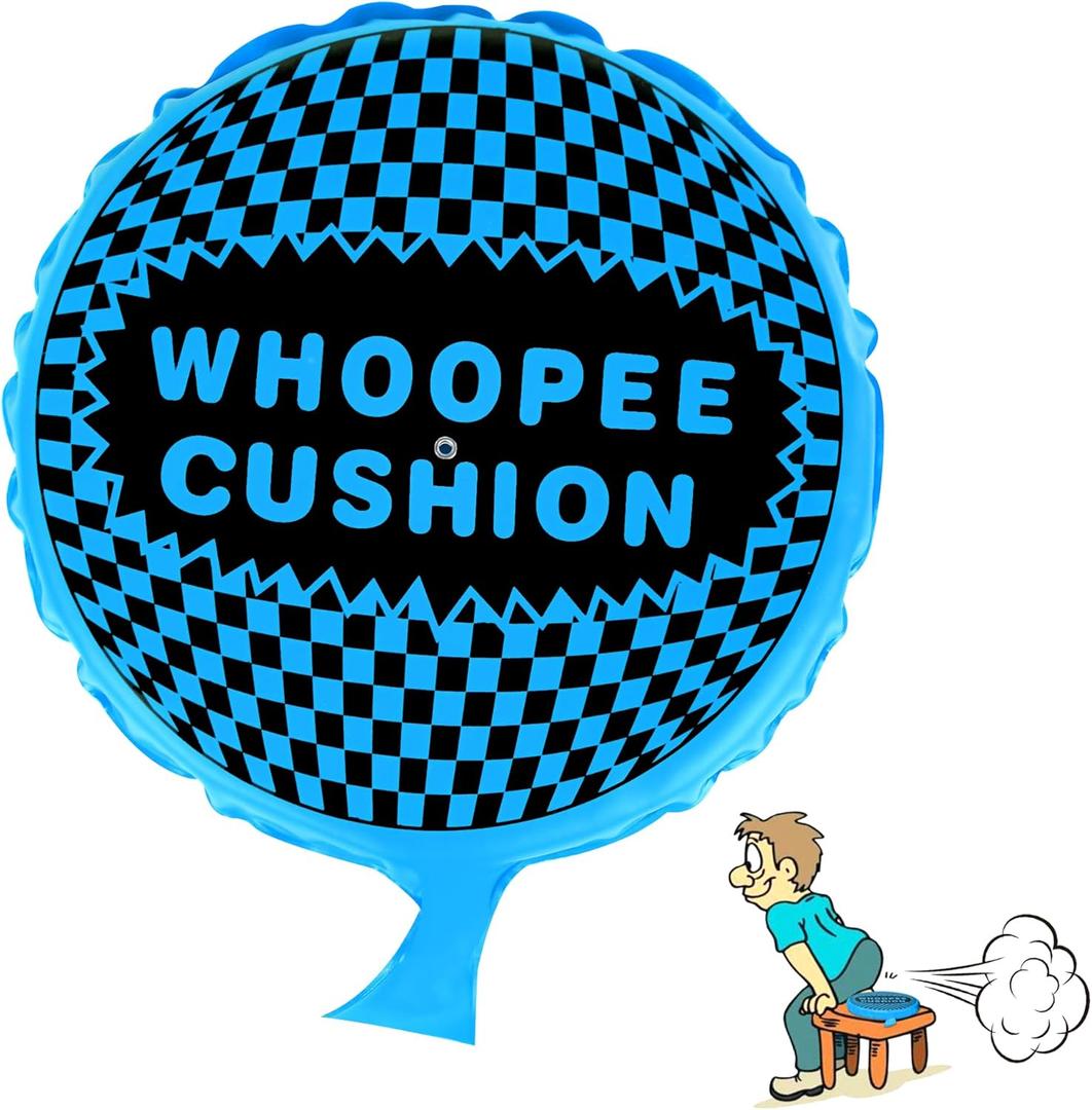 Whoopee Cushion, 9" Whoopie Cushion Fart Toy, Self Inflating Woopie Cushion for Kids Adult Teens, Make Great Big Mega Woopy Fart Sounds, Funny Fart Game, Prank Gag White Elephant Gifts (Blue)
