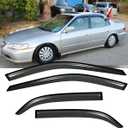 4pcs Dark Smoke Window Visor for Honda 1998-2002 Accord 4-Door 94959 | Extra Durable Tape-on, UV Protection Rain Guard, Original Vent Wind Deflector, Out-Channel Style, Outside Mount