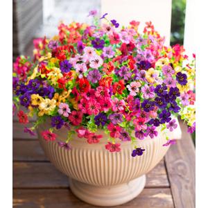 HyeFlora Artificial Flowers for Outdoor Indoor Garden Home Decoration, Faux Flower Daisy with Eucalyptus Leaves Fake Plants Greenery Boxwood Porch Patio, 12 Bundles (6 Multicolor)