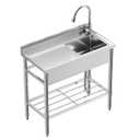 GarveeTech Stainless Steel Single Bowl Sink, NSF Commercial Restaurant Kitchen Sink Set with Workbench, Freestanding Sink for Kitchen, Bar, Garage, Backyard (36 in)