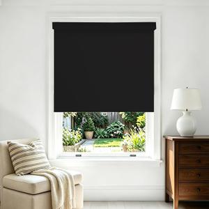Niche Blinds,Cordless Spring Roller Window Shades,Blackout Blinds for Windows,Free-Stop Roller Window Shades with Valance,UV Protection Window Roller Blinds for Home and Bedroom,Black,36" W x 72" H