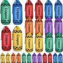 Demonwer 24 Pcs Crayon Drawstring Bags 6.79.8 Inch Back to School Drawstring Backpack Crayon Pattern Gift Bags for Back to School Favor Classroom Party Supplies
