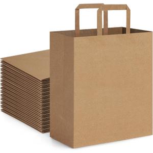 BagDream 100Pack 10x6.75x12 Kraft Brown Paper Bags with Handles Bulk, Gift Shopping Merchandise Retail To Go Bags for Takeout Containers, Flat Handles Wider-gusset Recycled Paper Sacks BagDream 100Pack 10x6.75x12 Kraft Brown Paper Bags with Handles Bulk, Gift Shopping Merchandise Retail To Go Bags for Takeout Containers, Flat Handles Wider-gusset Recycled Paper Sacks