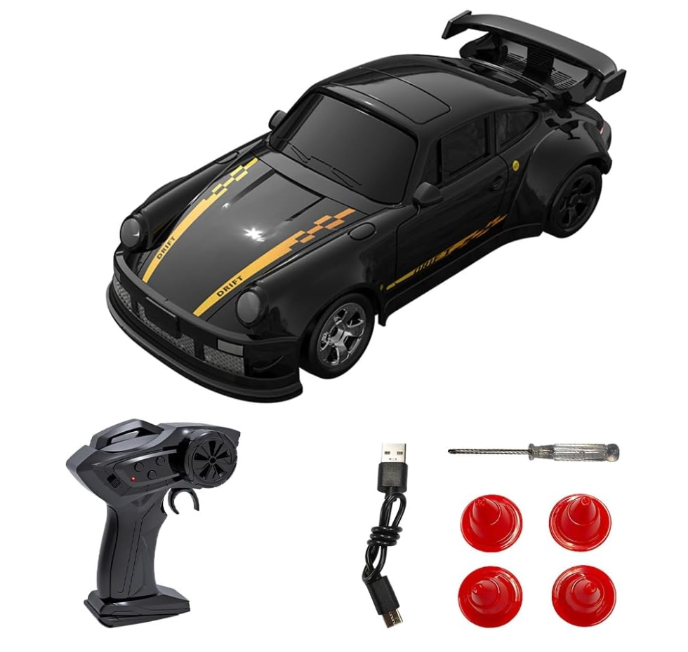 TeeGGi Desktop Drift Car for Boys Kids Adults, 1/64 Scale Remote Control Car with LED Lights, 4WD Mini RC Drift Cars for Race, Children's Gifts and Toys