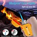 Waterproof Butane Torch Lighter Refillable Windproof Jet Flame Lighters for Fireplace Fireworks Grill Camping BBQ Lighter Gift for Man,2 Pack (Without Gas) (Orange+Orange)