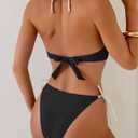 Aidonger Bikini Set for Women Sexy String Two Piece Swimsuit Halter Triangle Shell Stitched Bathing Suit (Black, L)