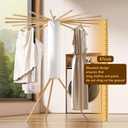 Foldable Tripod Clothes Drying Rack,Beechwood & Portable Laundry Stand, Space-Saving Collapsible Hanger with 16 Arms for Indoor & Outdoor Drying Easy Setup, Stable Base, Fast Air-Drying Design